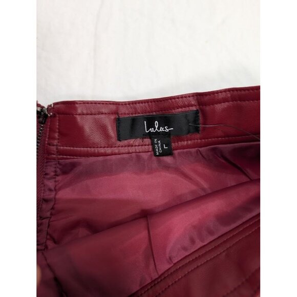 Lulus red pleather flare mini skirt women's sz large new with tags 30" waist B3 - Picture 3 of 9